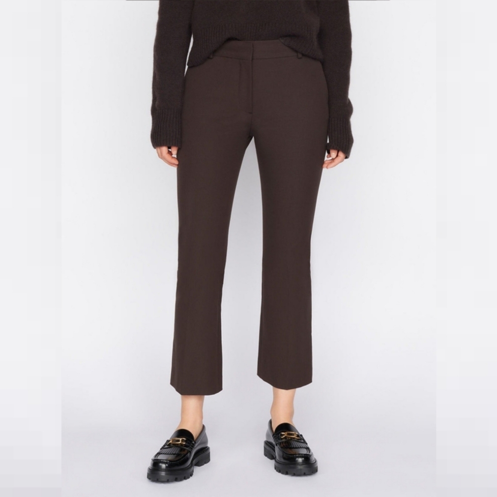 FRAME High Rise Le Crop Mini Boot Flare Trouser Pants in Dark Wine sz 2